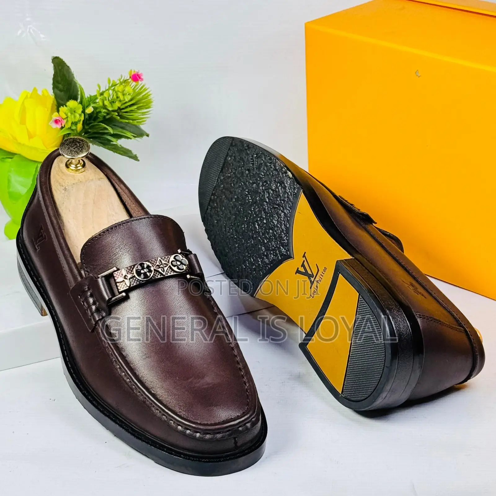 Louis Vuitton Coffee Leather Men’s Loafer Shoe Lv