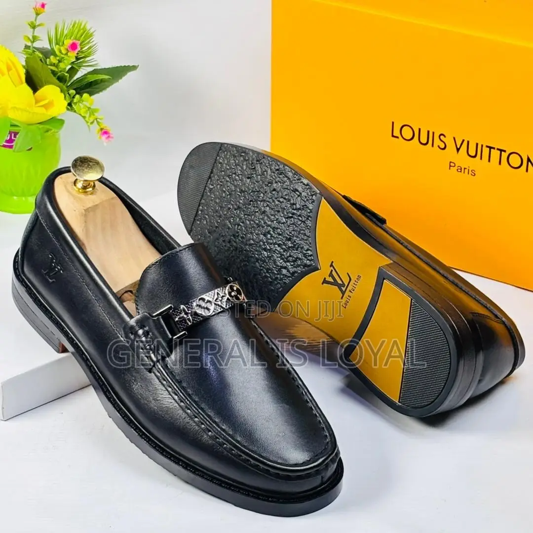 Louis Vuitton Black Leather Men’s Loafer Shoe Lv