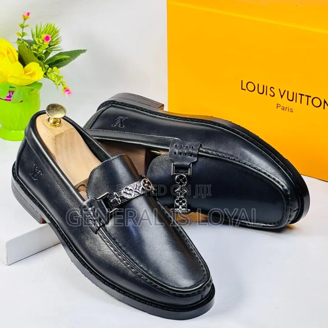 Louis Vuitton Black Leather Men’s Loafer Shoe Lv