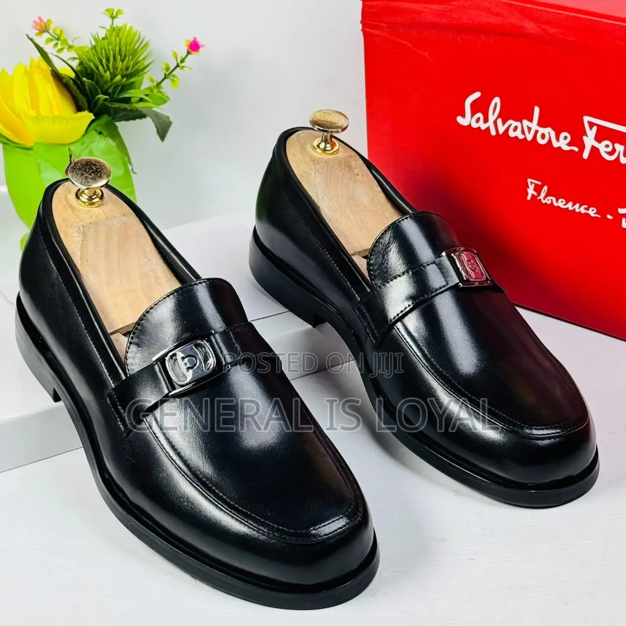 Salvatore Ferragamo Black Men Bold Leader Loafers Shoe