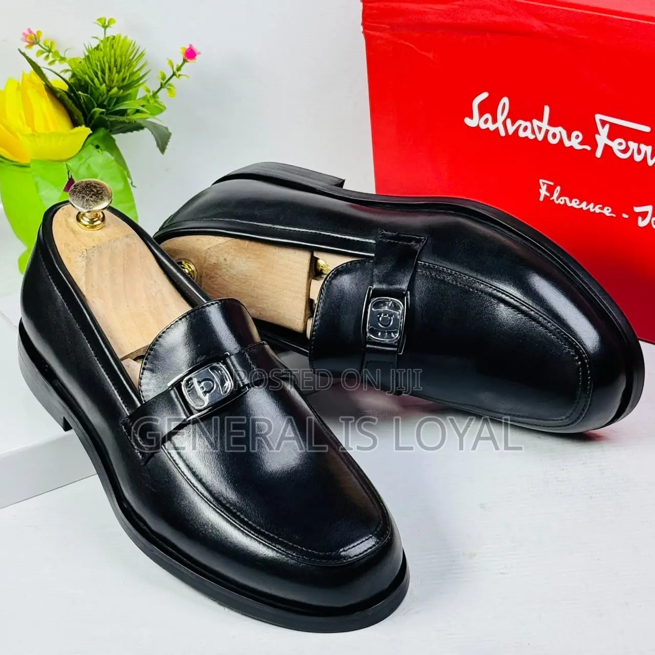 Salvatore Ferragamo Black Men Bold Leader Loafers Shoe