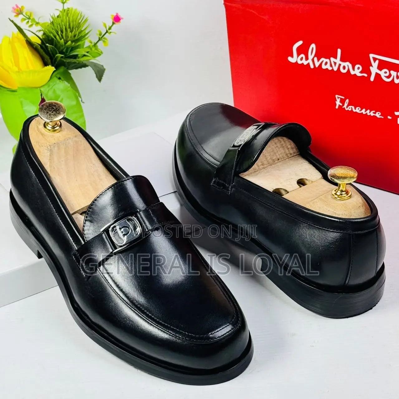 Salvatore Ferragamo Black Men Bold Leader Loafers Shoe