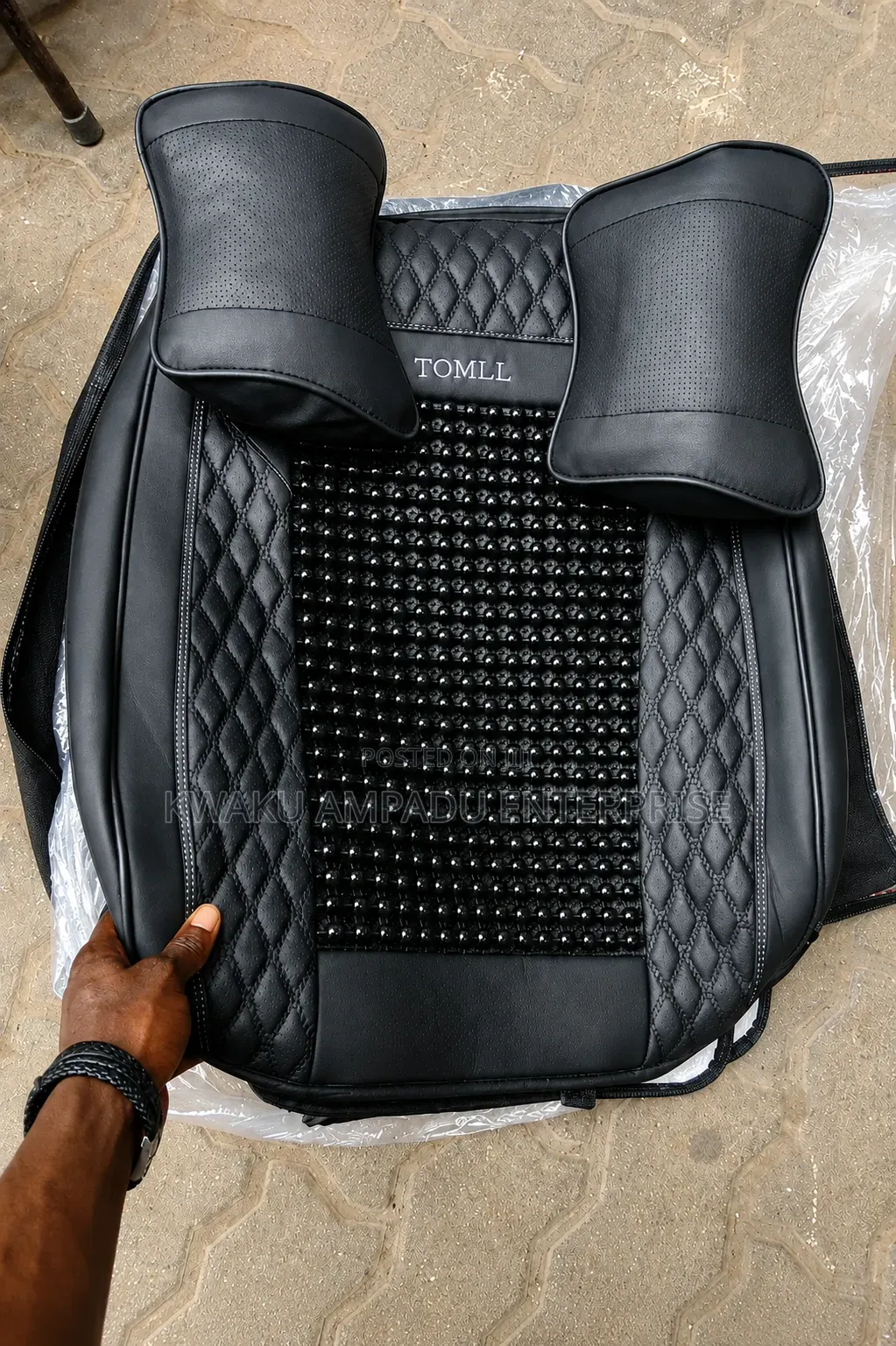 BEADS and LEATHER Tomll Seat Cover