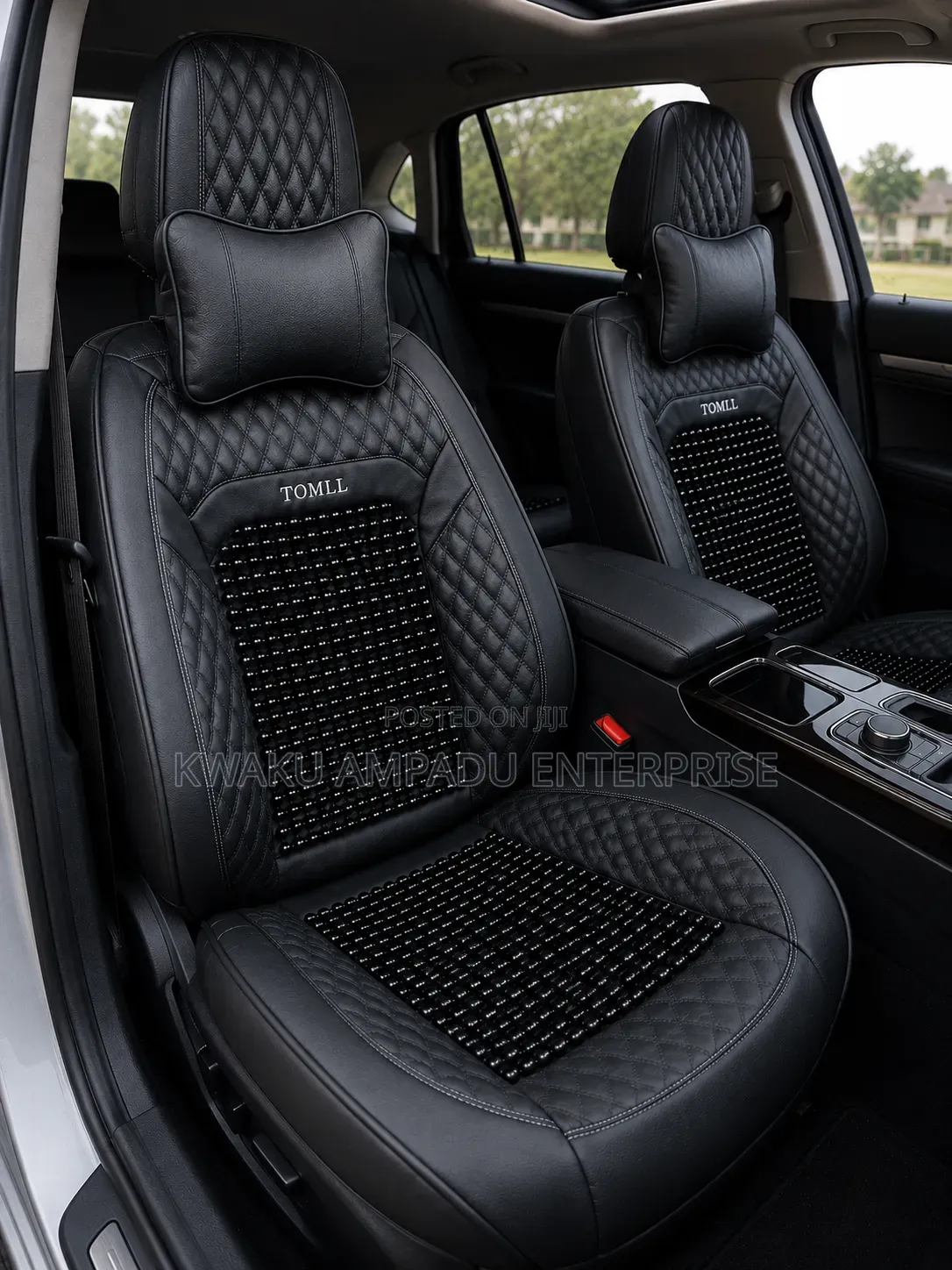 BEADS and LEATHER Tomll Seat Cover