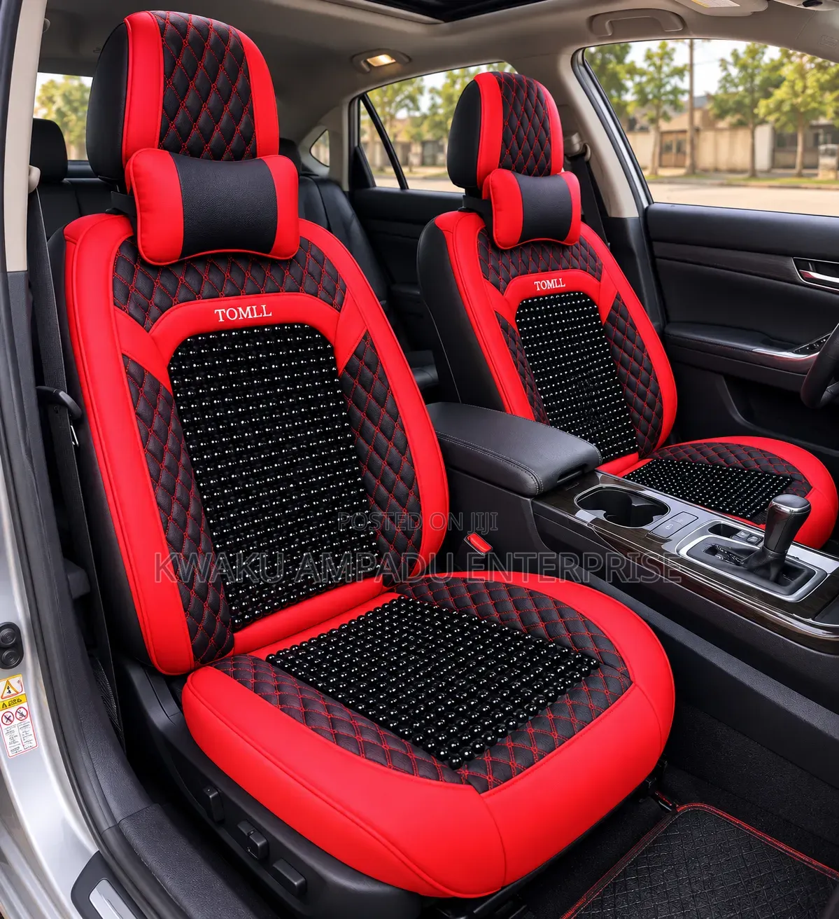 BEADS and LEATHER Tomll Seat Cover