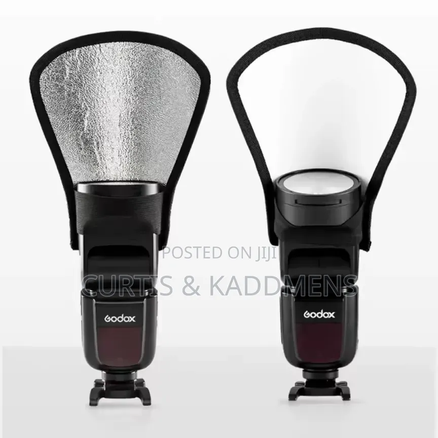 2in1 Silver/White Speedlite Light Flash Reflector, Diffuser