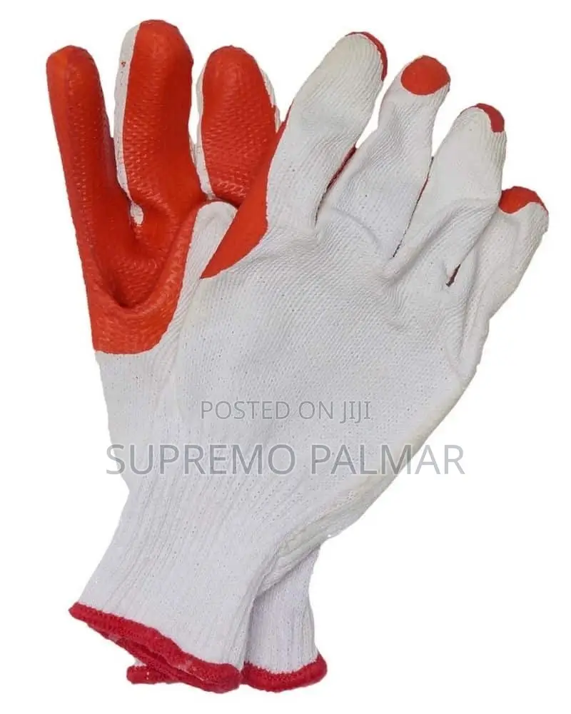 Orange Palm Grip Gloves – Latex-Coated Safety Work Gloves for General