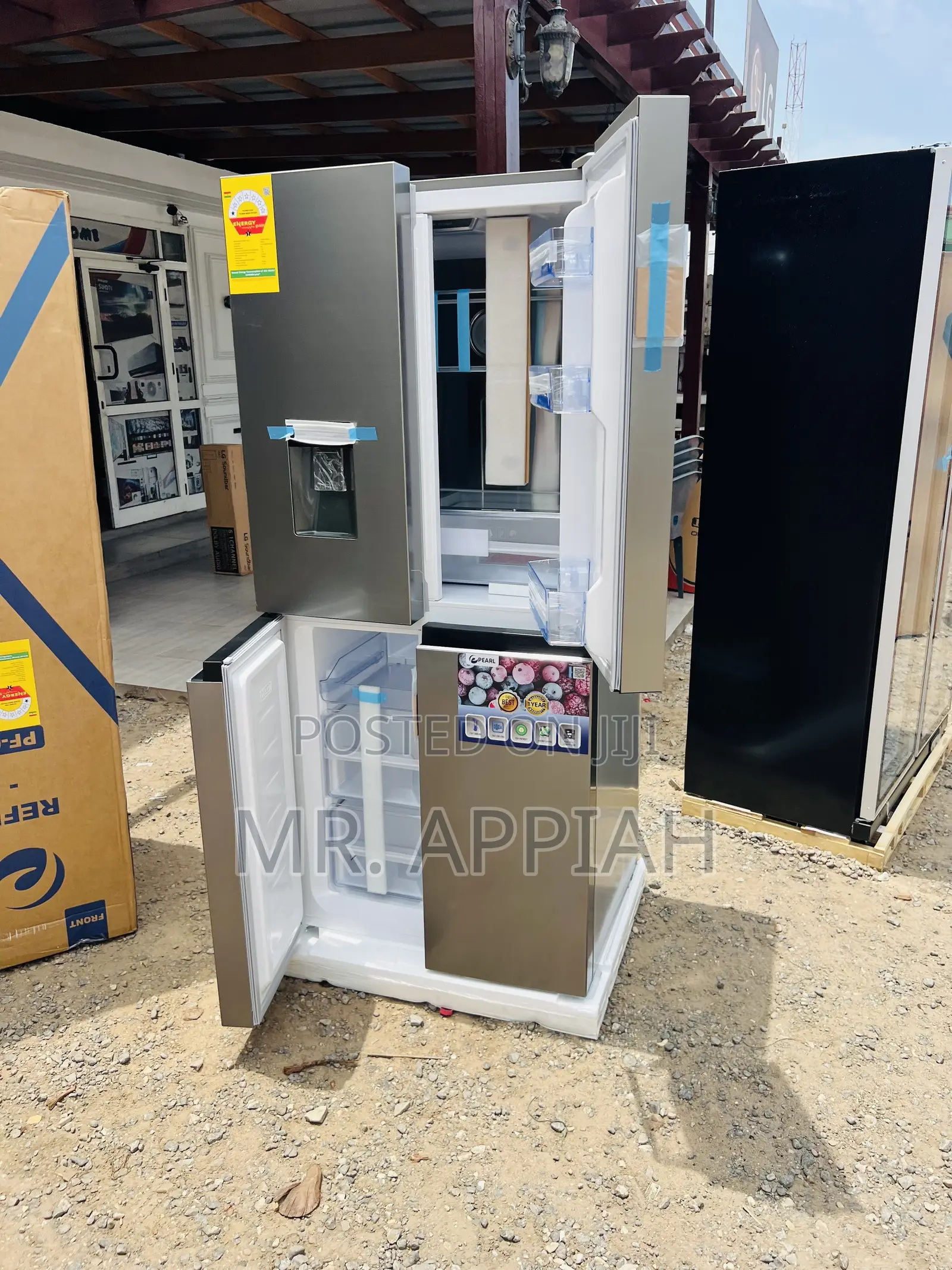 Get Classic Pearl PF-613MDIXWD-1A 4 Door Fridge(Side by Side)Gray..