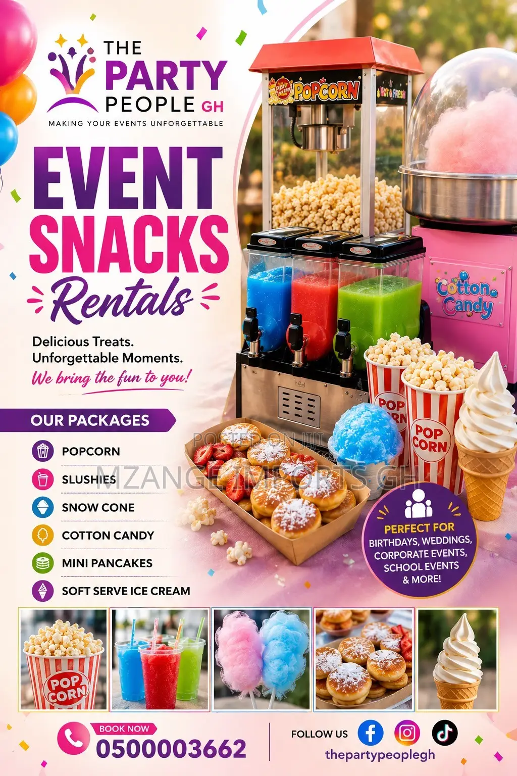 Event Snacks - Popcorn/Cotton Candy/ Ice Cream / Slushie