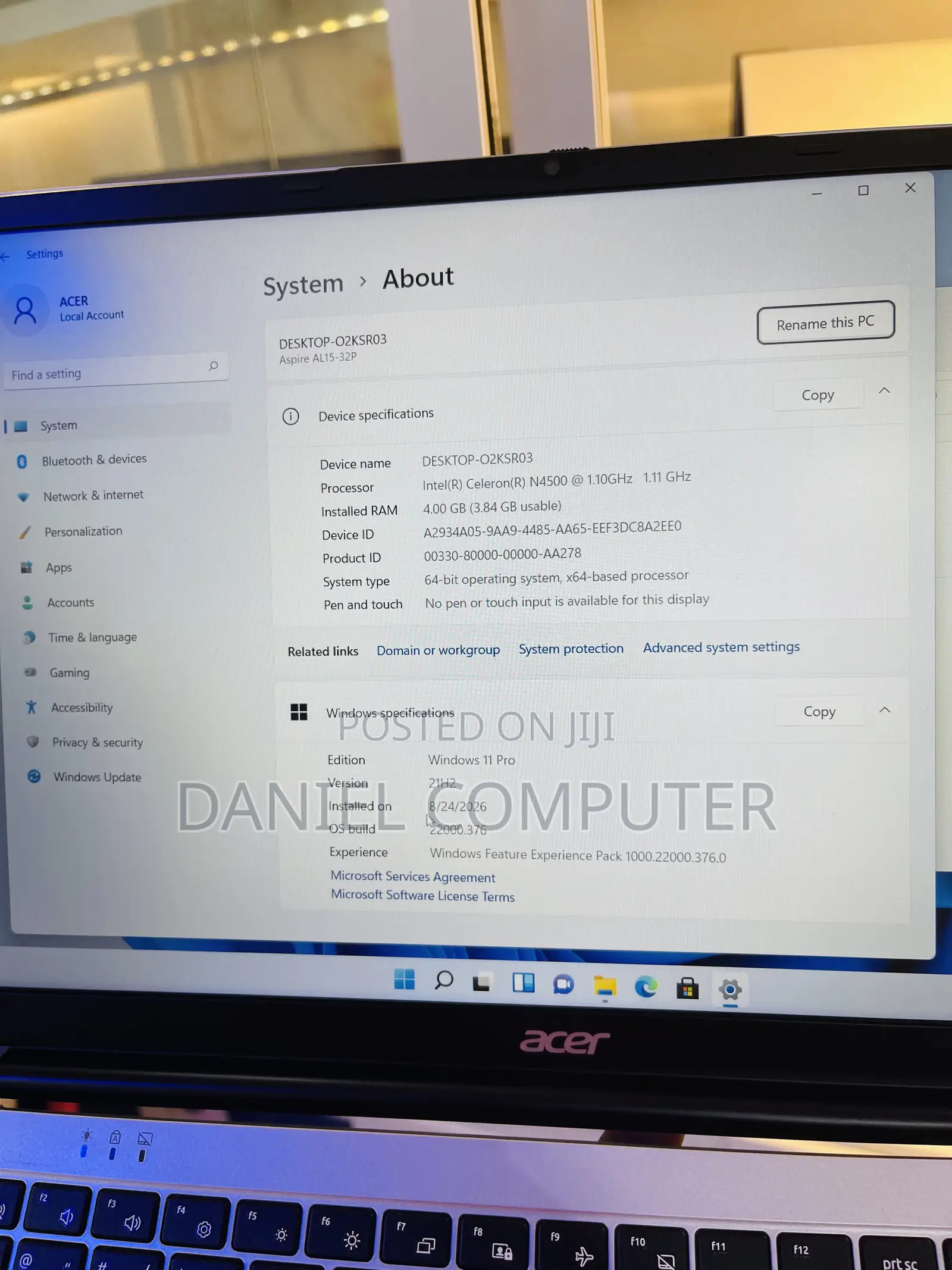 Laptop Acer Aspire A315 51 8GB Intel Celeron SSD 128GB