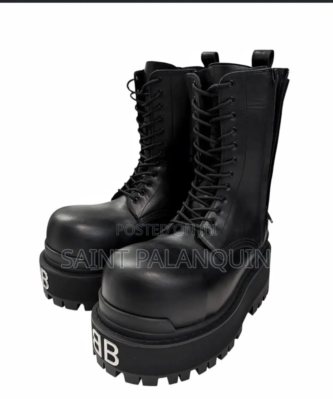 Black Balenciaga Giant Boots Featuring an Exaggerated, Ultra-Round