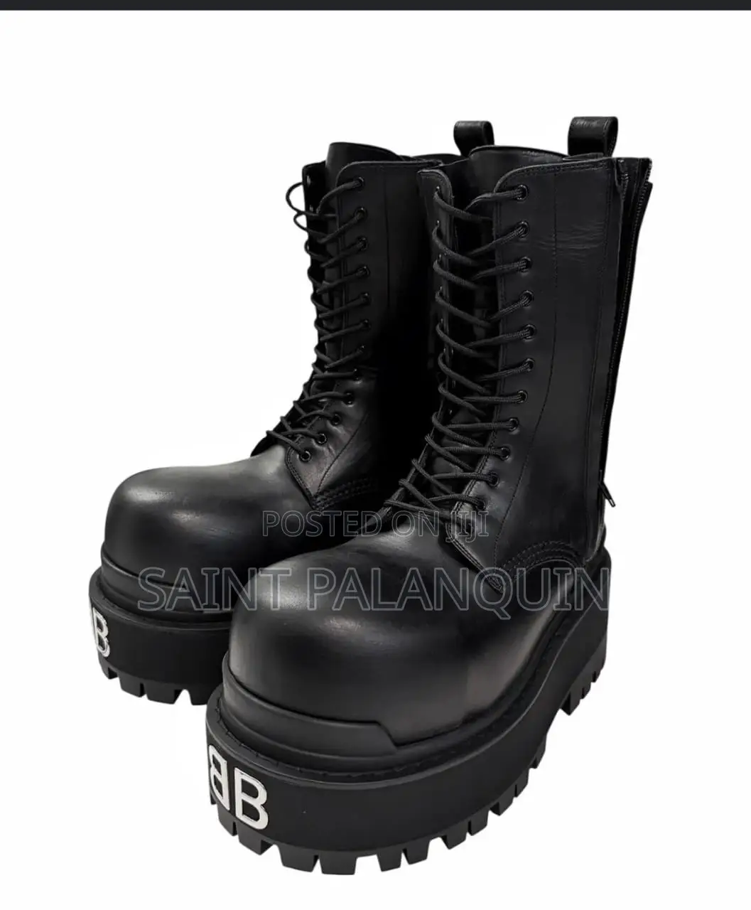 Black Balenciaga Giant Boots Featuring an Exaggerated, Ultra-Round