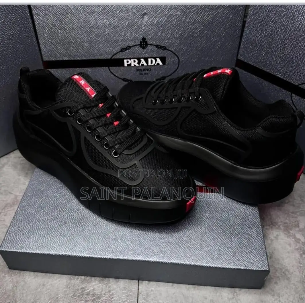 Prada of Black Mesh and Leather-Trimmed Low-Top Sneakers