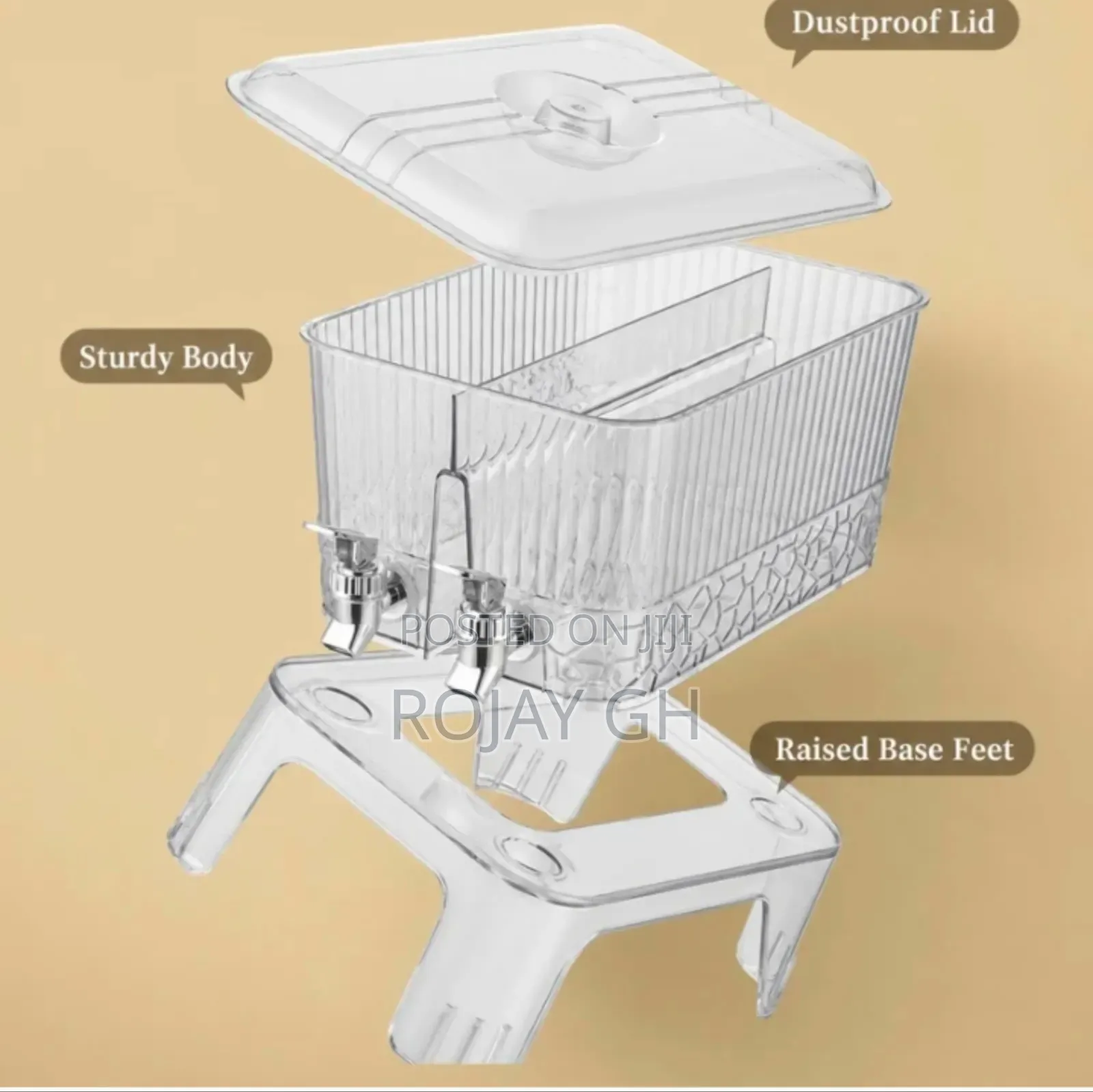 5.5L Acrylic Double Beverage Dispenser With a Stand, Spigots, 2 Cups.