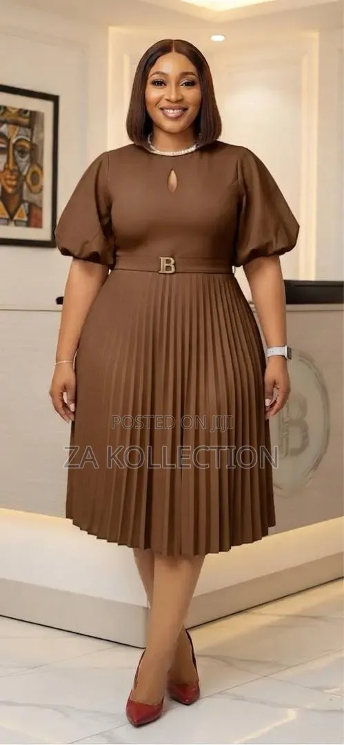 Ladies Buttoned High Waist Office Dress