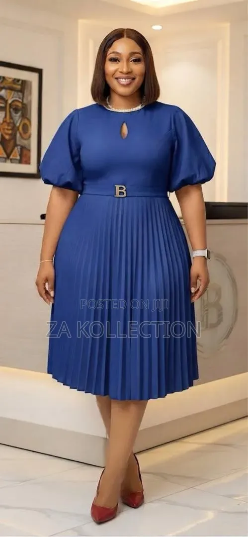 Ladies Buttoned High Waist Office Dress