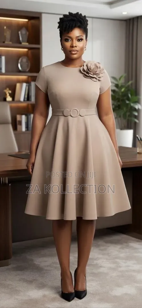 Pretty Ladies Dress With Flower Brooch