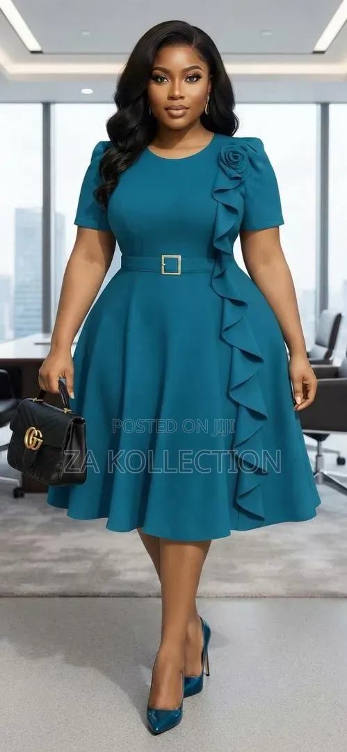 Women's High End Official Dress With Brooch Belt