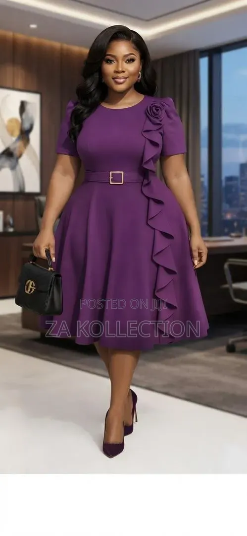 Women's High End Official Dress With Brooch Belt