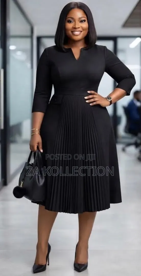 Women's Simple Office Dress With Flare Pleats
