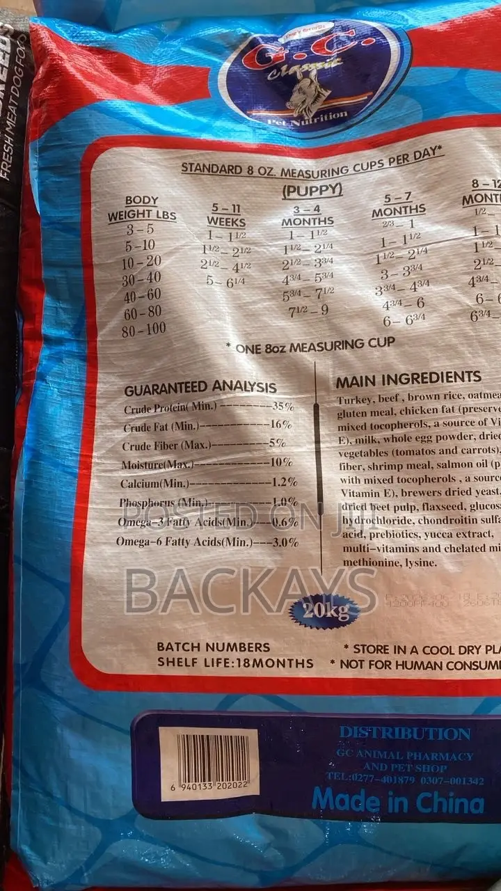 G.C. Classic Dog Food(Puppy) 20kg - Free Delivery if You Are in Accra!