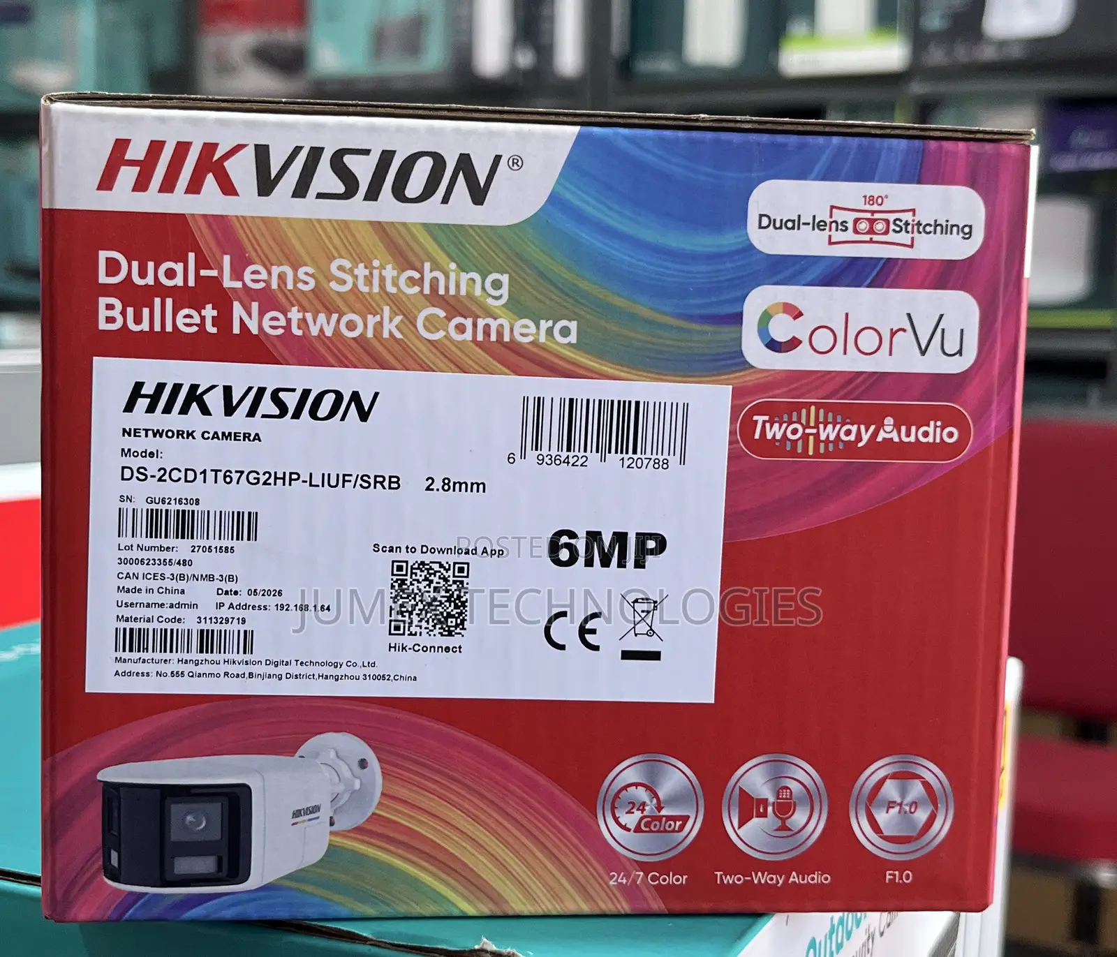 Hikvision Dual-Lens Stitching 180° Camera Ds-2cd1t67g2hp-Liuf/SRB