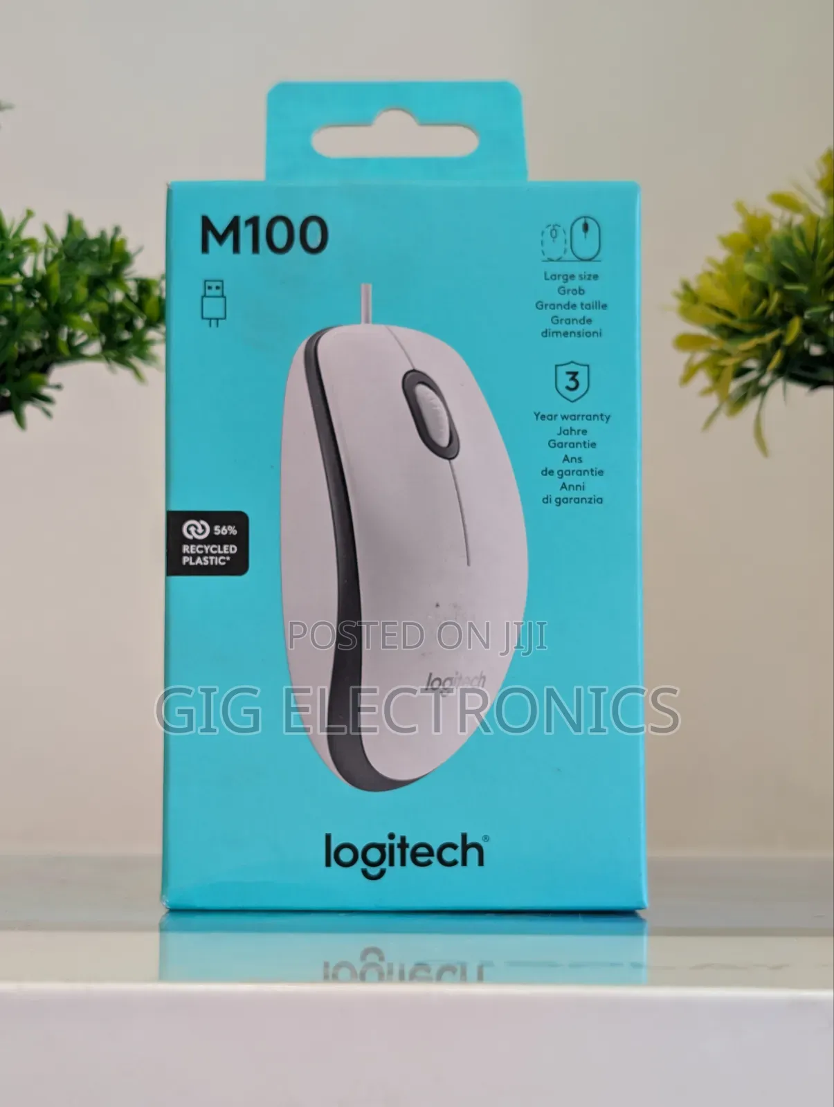 Logitech M100 Wired Mouse - White