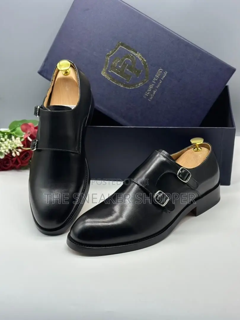 Double Monk Strap Formal Shoe - Black Leather
