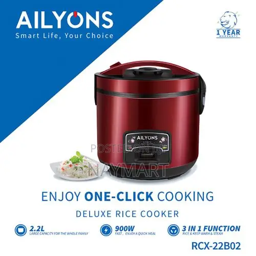 AILYONS RCX-22B02 3 in 1 Electric Deluxe Rice Cooker - 2.2L - Red