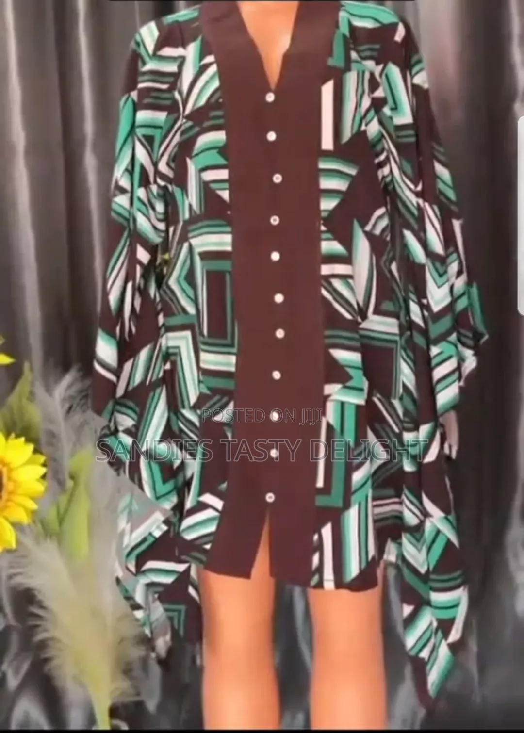 Classy Brown & Green Chick Comfy Dress