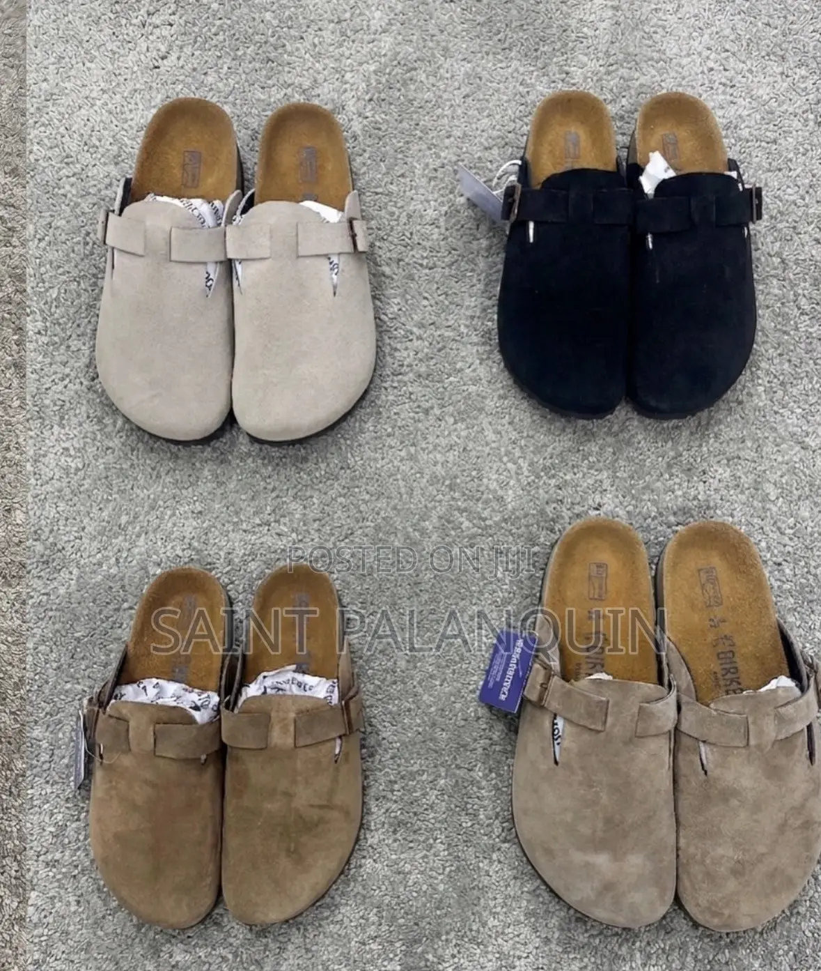 Birkenstock Boston Suede Clogs in Taupe, Black, Brown, and Light Grey
