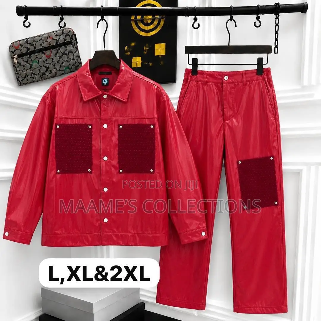 Men’s Leather Jacket Top Down Co-Ord 2 Piece - Set.