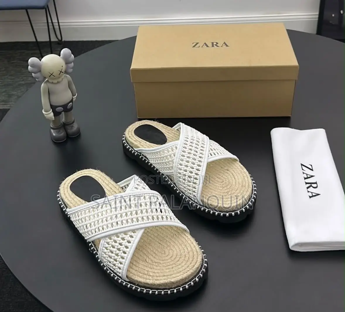Zara Woven Cross-Strap Slide Sandals