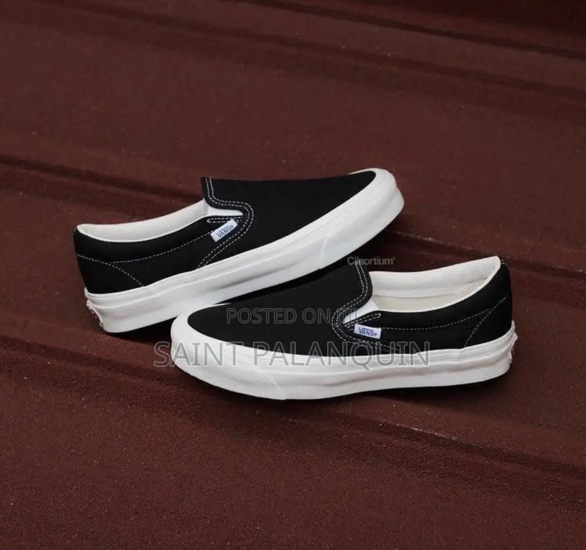 A Classic Black Canvas Vans Slip-on Sneakers