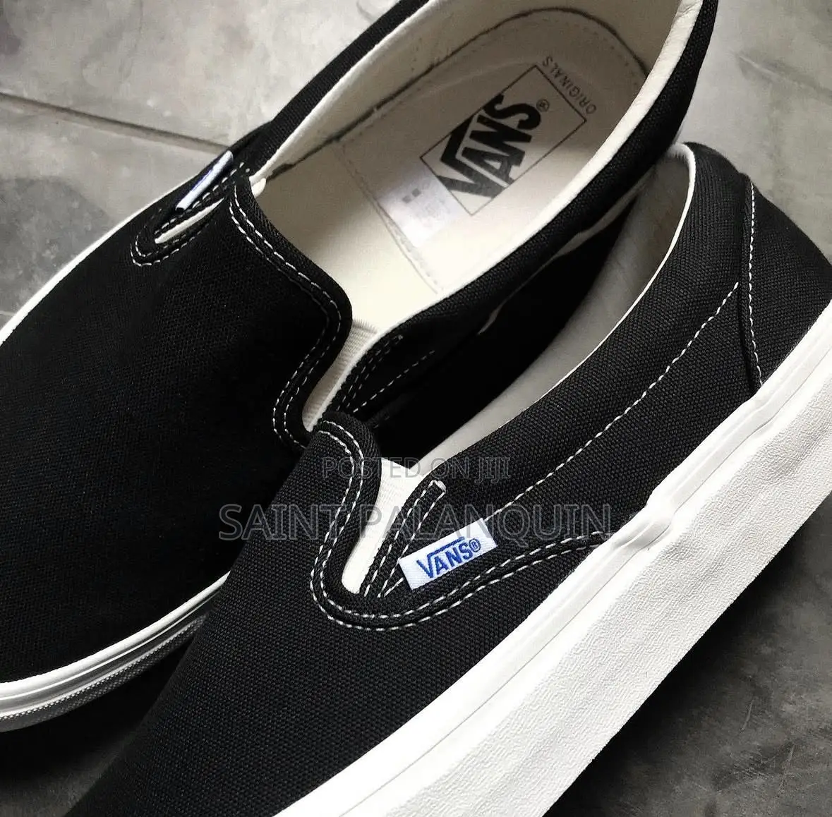 A Classic Black Canvas Vans Slip-on Sneakers