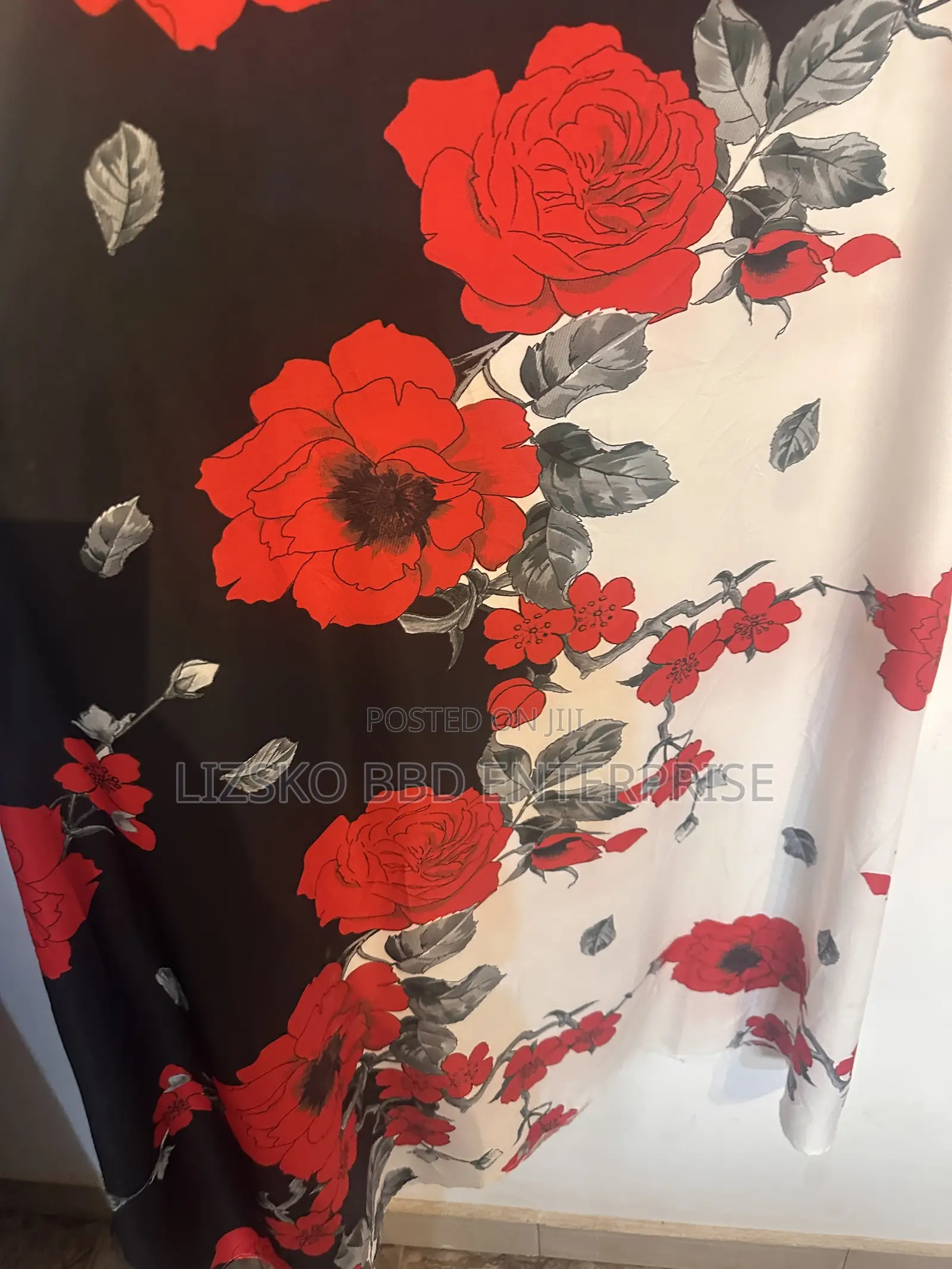Bold Red Rose and Floral Print Dress