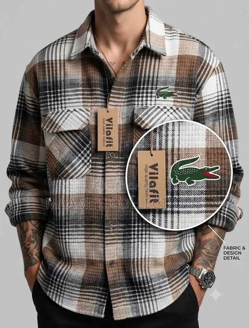 Men’s Plaid Flannel Double - Pocket Long-Sleeve Shirt