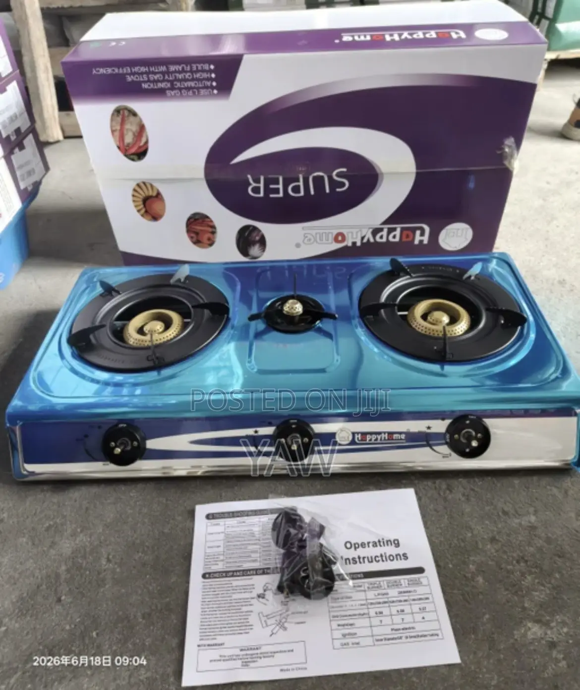 Gas Stove 3 Burner - Blue