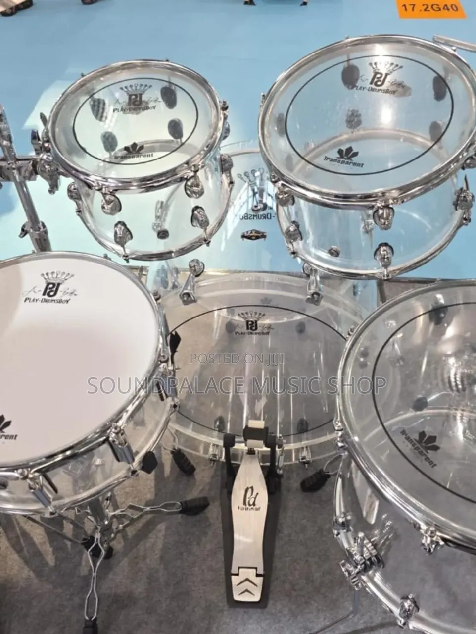 Clear Acrylic Acoustic Drum Set With Chrome Hardware(7set)