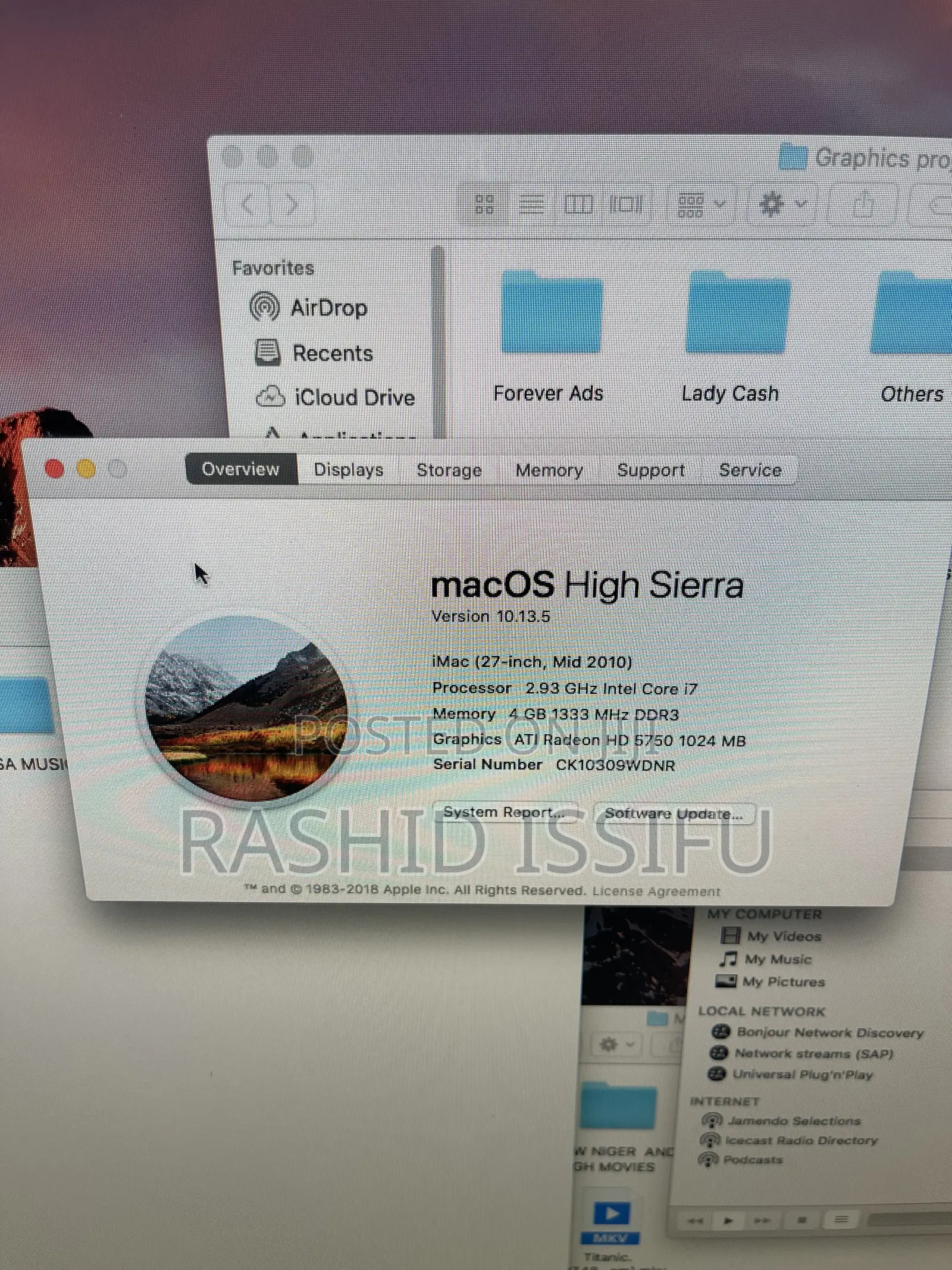 Desktop Computer Apple iMac 4GB Intel Core i7 HDD 1T