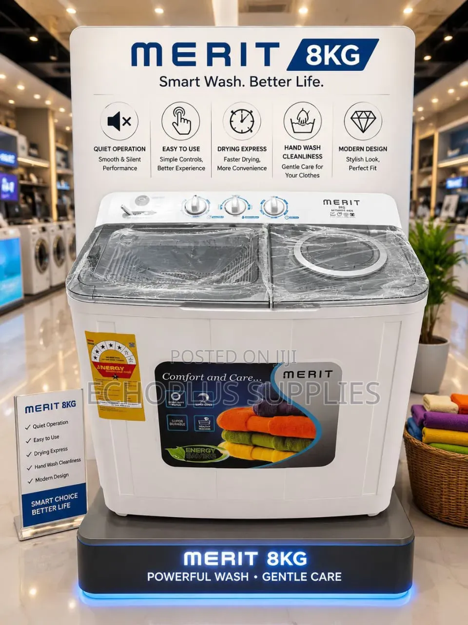 Merit 8kg Washing Machine/Twin Tub