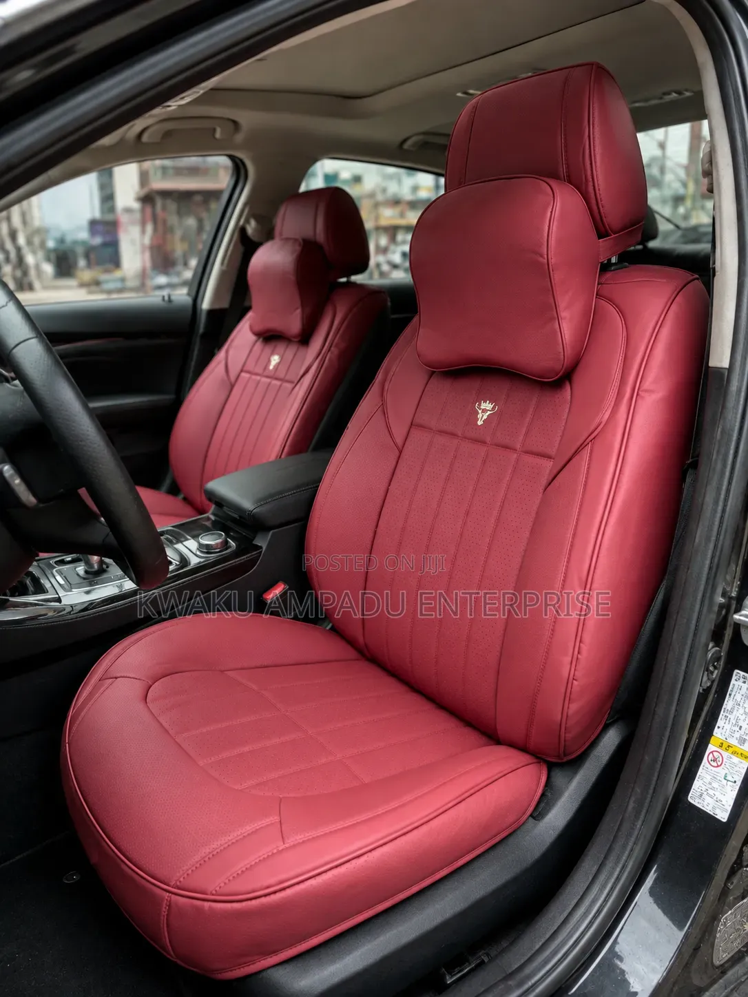 Royal Bull Wine Leather Car Seat Cover 🐂🔥