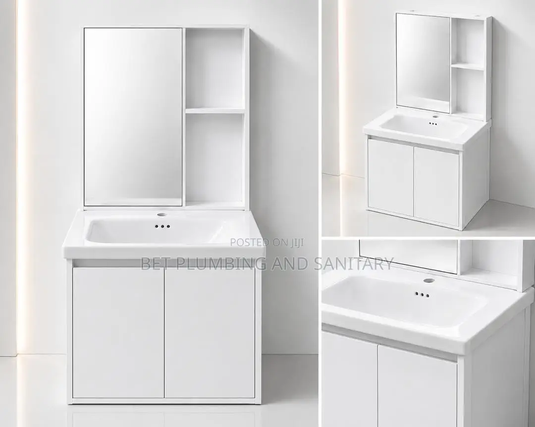All White Cabinet Basin With Mirror_hanging Hand Wash Basin Complete