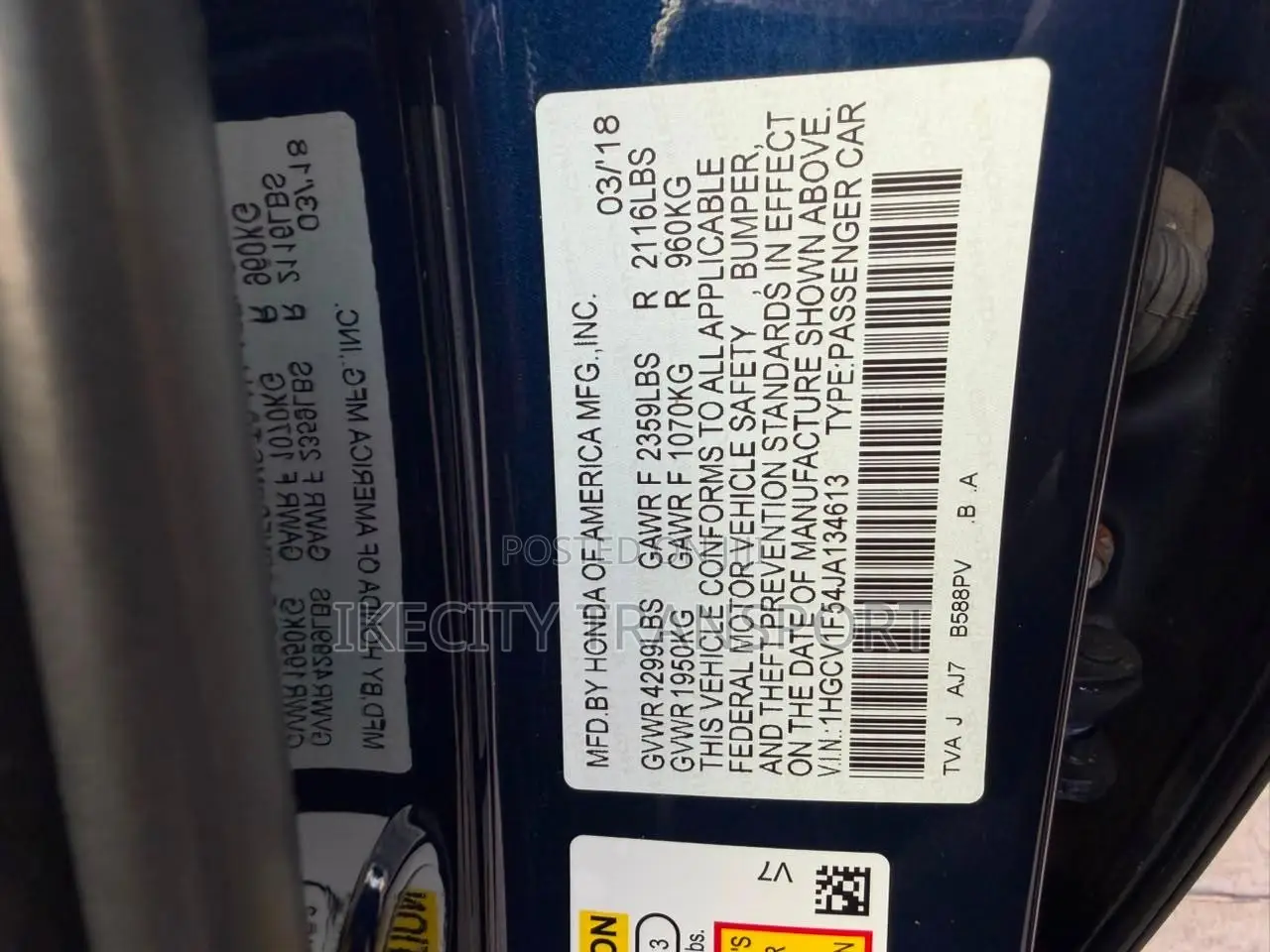 Honda Accord EX-L 2018 Blue