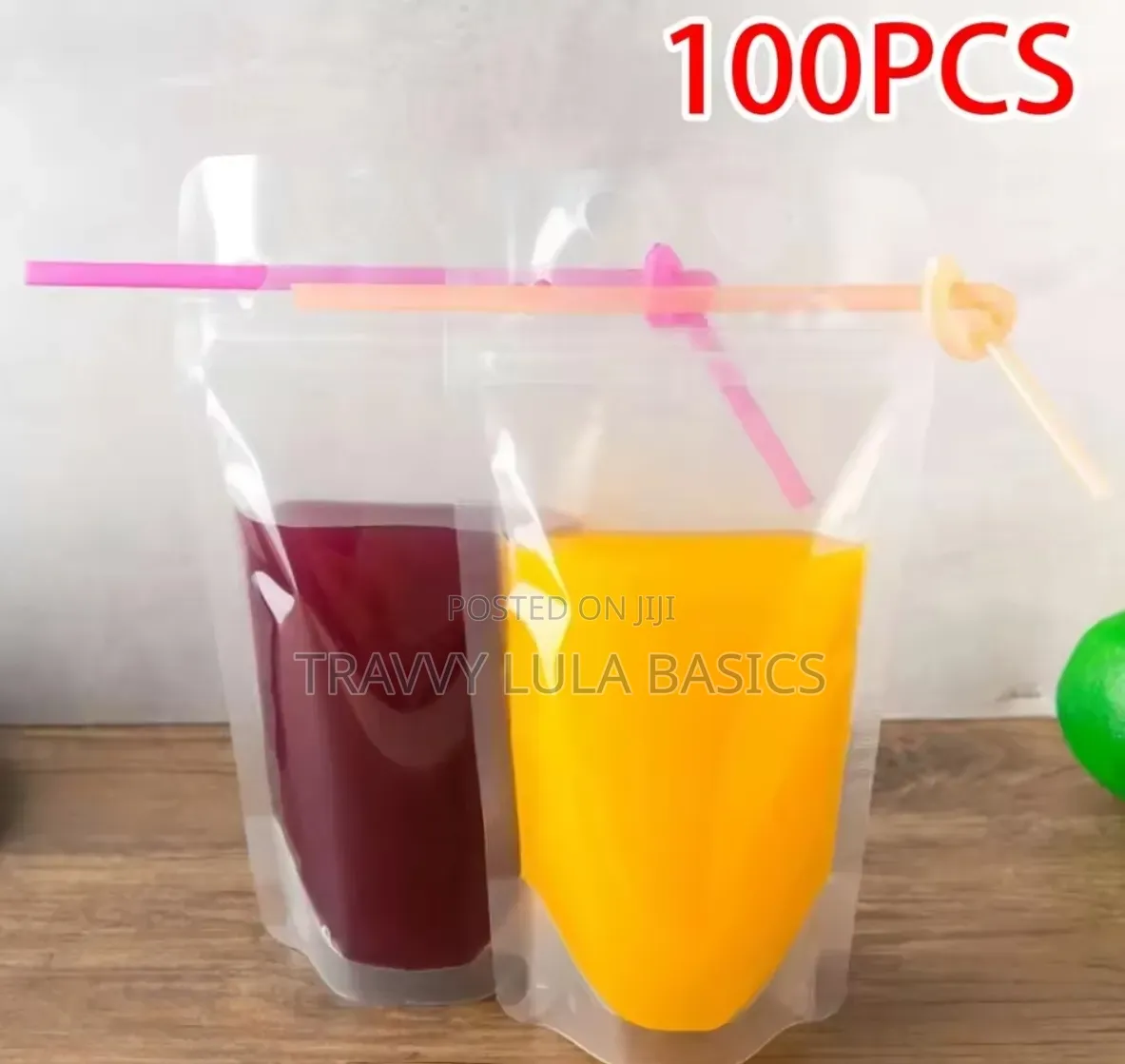 New Frosted Juice Pouch -100pcs +Free 100pcs Twist Straws
