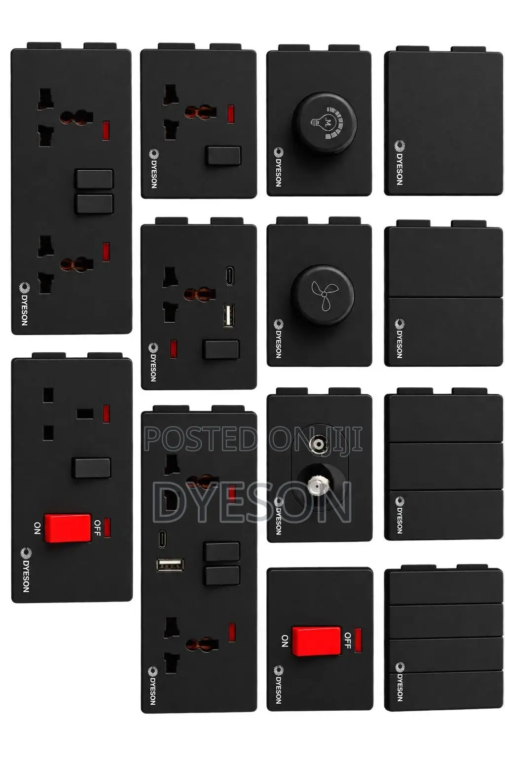 X2 Black Double Socket