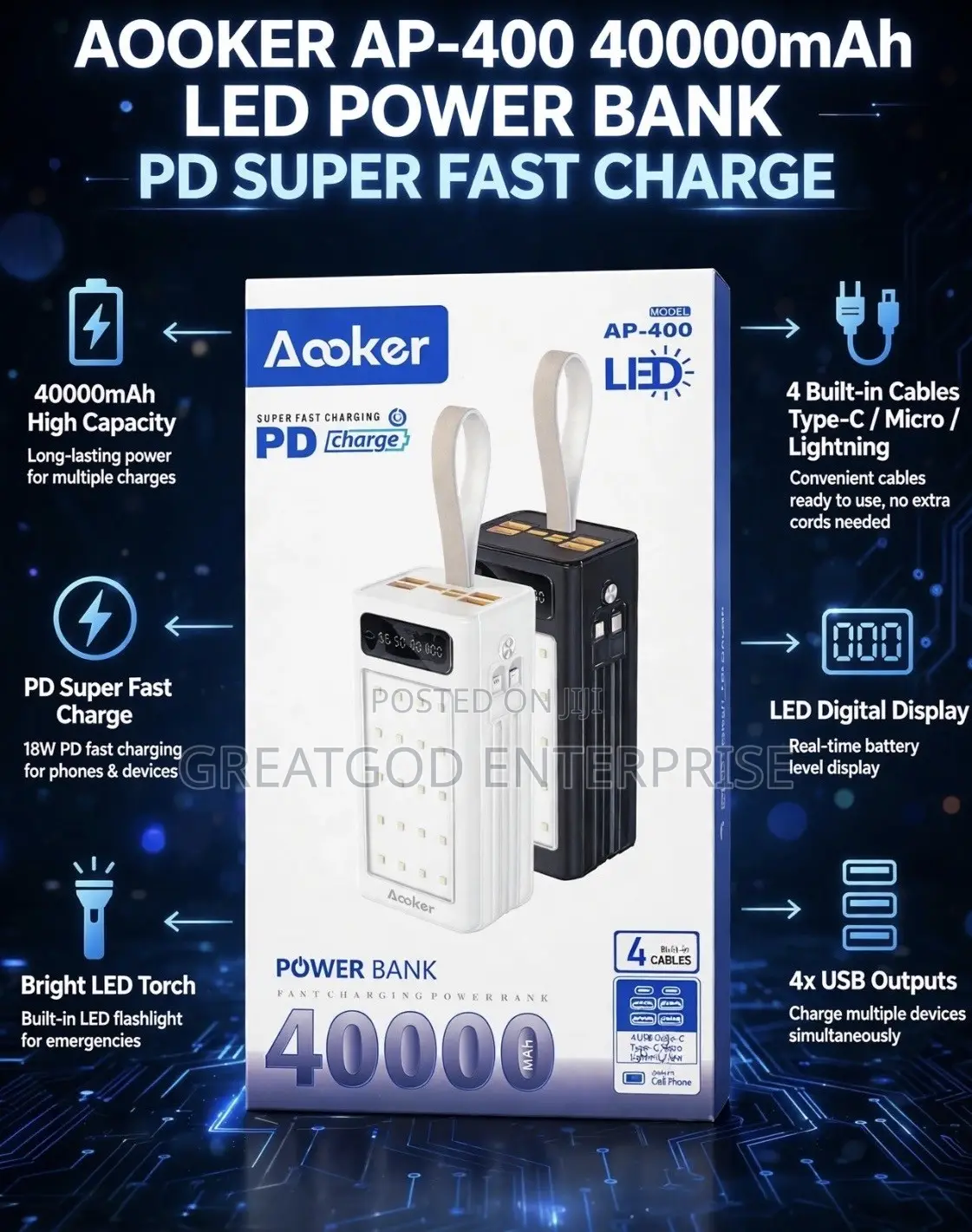 Aooker AP-400 40,000mAh Power Bank