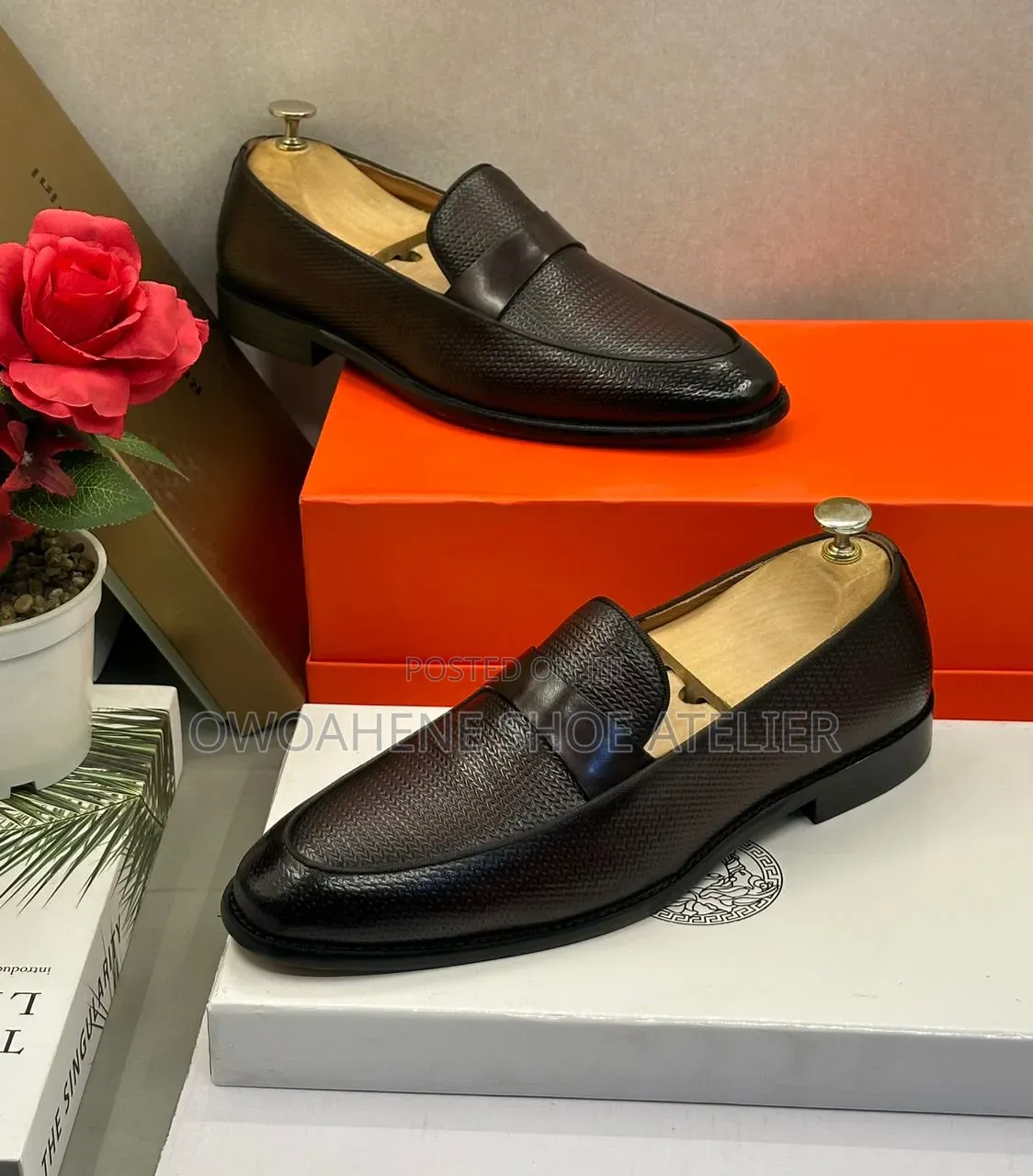 Roberto Guerrero Embossed Leather Penny Loafers
