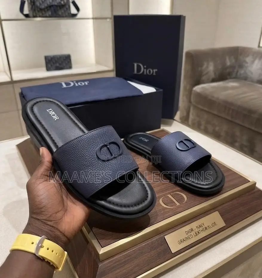Textured Leather Dior Men's Slide Sandals