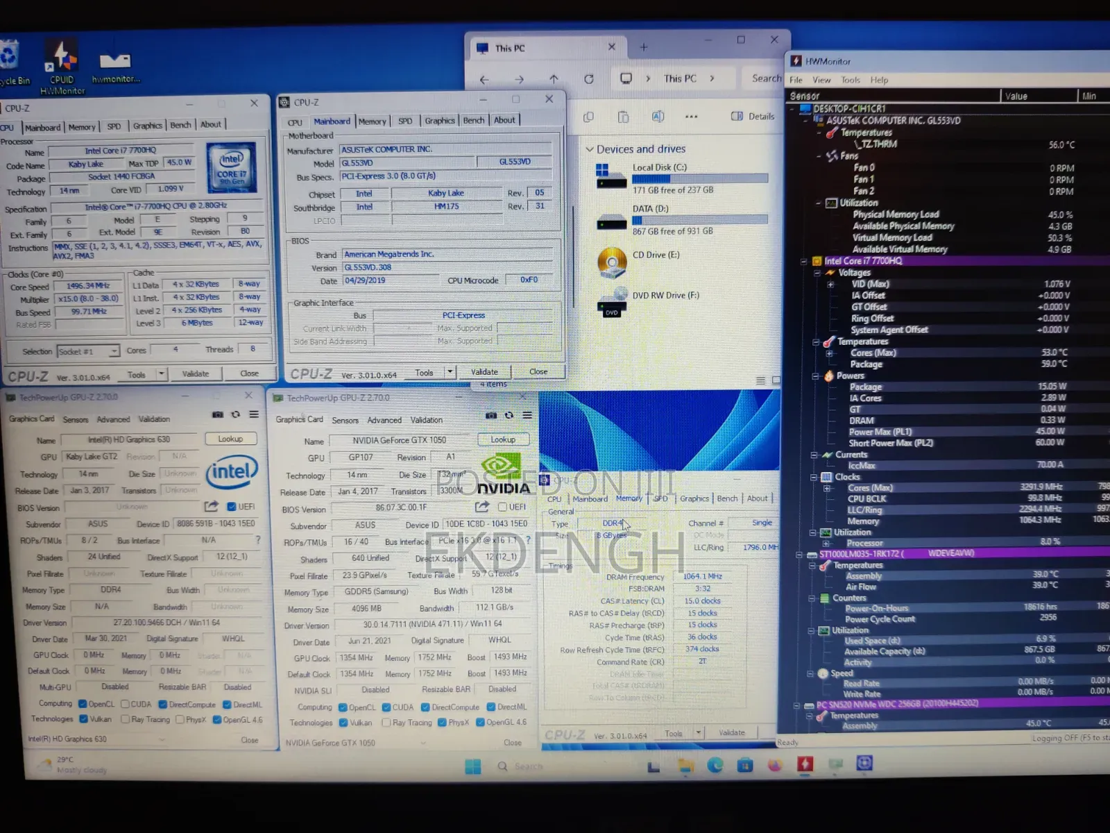 Laptop Asus FX53 8GB Intel Core i7 HDD+SSD 1T